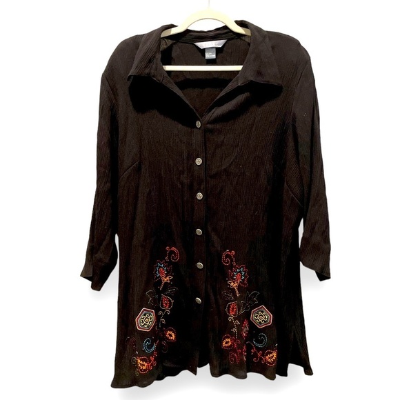 KORET WOMAN | Plus Size Tunic Blouse | 2X | Colorful Embroidery - Picture 1 of 5